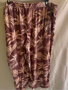 Women’s Tropical Print Elastic-Waist Pants - Brown